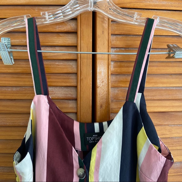 Topshop Striped Button Front Mini Tank Dress - Picture 3 of 7